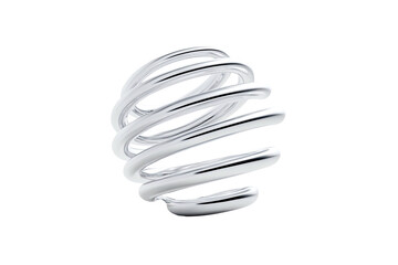 Shiny silver coiled wire sphere on black
