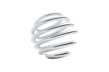 Shiny silver coiled wire sphere on black