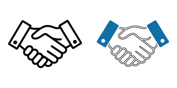 Handshake icon set, business handshake symbols, friendly partnership icons, vector illustration for apps, user interface, website design, ideal for corporate agreements, client interaction