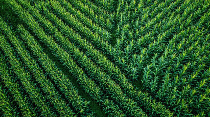 aerial view of green corn field texture agriculture