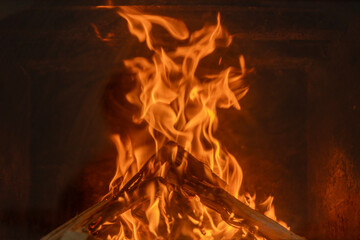 fire in the fireplace