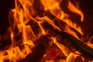 fire in the fireplace