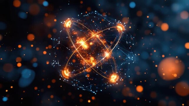 Atomic Fusion: An electrifying visual portrayal of atoms and energy, illustrating the core principles of physics. Witness the power and wonder of the atomic realm.