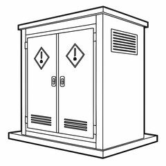 Creative Details Chemical Storage Cabinet Vector Illustration | Laboratory Safety Equipment | Hazardous Material Storage Design