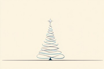 Minimal Christmas Tree Line Art Vector Illustration with Elegant Outline for Modern Holiday Template Design