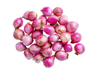 Pile of pink-skinned shallots, small bulbous vegetables