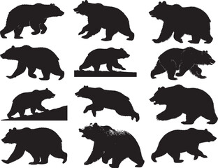 Grizzly Bear Silhouette – Minimal Wildlife Icon Illustration