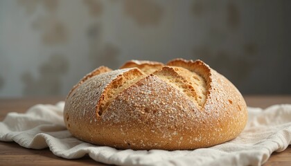 Artisan Bread on Linen Cloth with Warm Natural Light