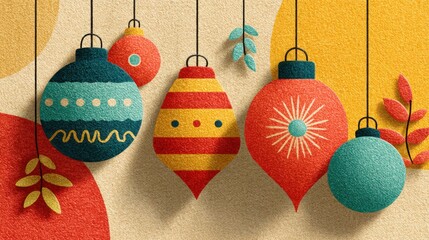 Minimal Christmas Baubles Vector Illustration on Soft Pastel Background for Elegant Holiday Banner or Template Design