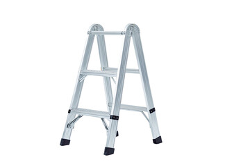 Aluminum step ladder, three steps, isolated, on black