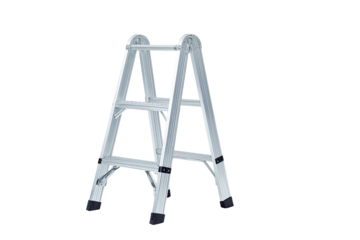 Aluminum step ladder, three steps, isolated, on black