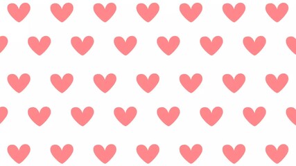 A repeating pattern of pink hearts on a white background, perfect for backgrounds, designs, or Valentine's Day themes