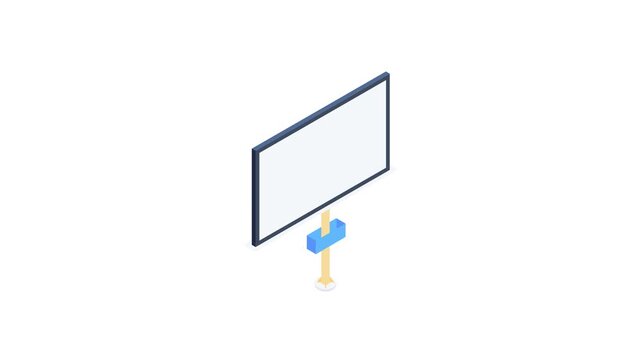 A whiteboard on a stand supported by a blue pole, positioned upright for presentations or notes.