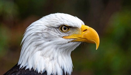 Obraz premium Close-up portrait of a majestic bald eagle, showcasing its piercing gaze and sharp beak.