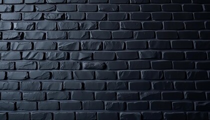 A wall of dark, rough-textured black bricks, showing subtle variations in shade,  charcoal,  dark background
