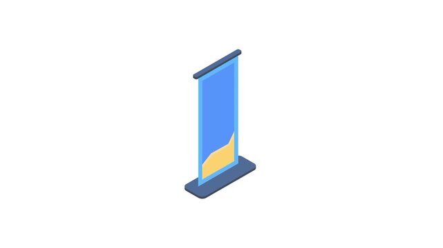 A banner stand displaying a sign, prominently showcasing information for an event or promotion.
