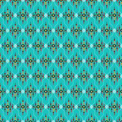 Geometric seamless pattern, Teal and Coral Tribal Ogee Pattern
