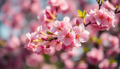 Soft-focus spring blossoms, vibrant pastel colors, bokeh effect,  bloom,  romantic