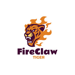 Mascot Tiger Fire Logo Design