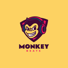 Mascot Monkey Beats Logo Design