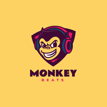 Mascot Monkey Beats Logo Design