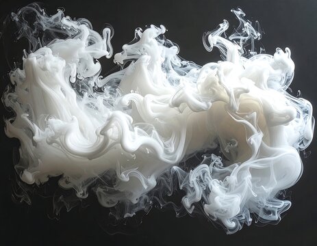 White, wispy, flowing abstract shapes against a dark backdrop