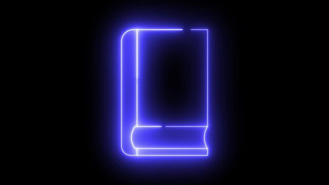 Animation with neon light effect of a closed book icon