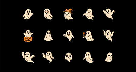 Halloween ghost character collection with flat design. Ghost Flat Design