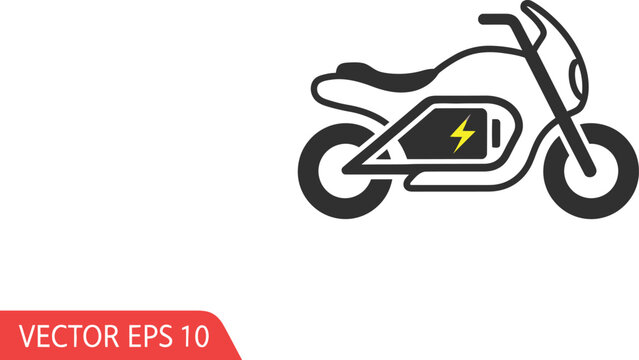Electric motorcycle icon vector template, clean energy transport concept isolated on white background eco friendly vehicle symbol illustration design