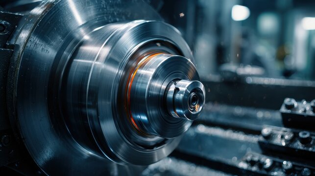 Precision metalworking in a machine shop during bright daytime hours