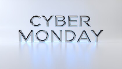 Shiny 3D Cyber Monday text for online shopping promotions
