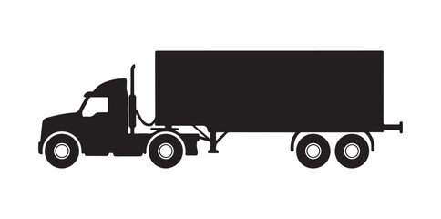 Flat transport icon showing a tractor unit with attached trailer.

