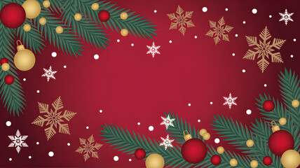 christmas background with christmas tree and balls
