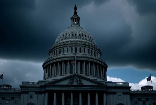Capitol Building Under Ominous Skies: A Visual Exploration of American Democracy in Washington