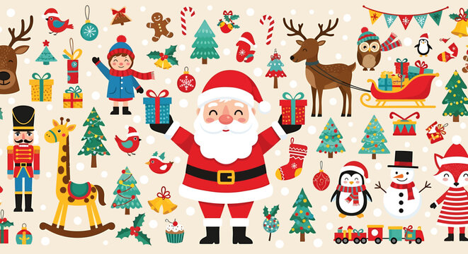 Festive christmas elements for holiday season celebration and decoration