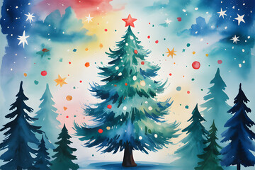 christmas tree with snow