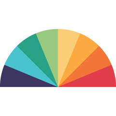 Obraz premium Semicircular spectrum of vibrant colors arranged in a fan shape against a transparent background symbolizing diversity and spectrum