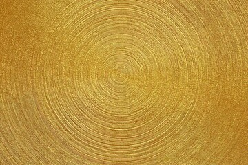 Fototapeta premium A metallic golden wall with embossed circular patterns creates an elegant surface, ideal for luxury interior design.