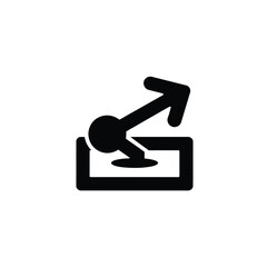 Black Silhouette of an External Link Icon Leaving a Rectangular Shape Platform