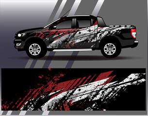Car wrap design vector. Graphic abstract stripe racing background designs for vehicle, rally, race, adventure and car racing livery	