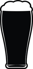 Irish Beer Black silhouette of a pint glass filled with stout beer and foamy head