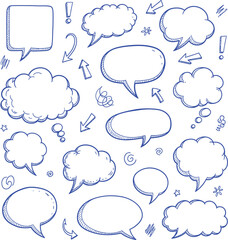 Fototapeta premium Doodle speech bubbles seamless pattern. hand drawn comic style. 