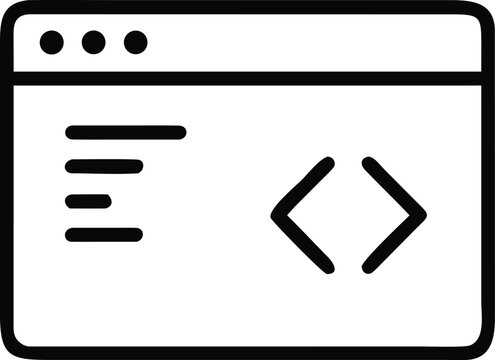 Black code editor window outline with dots and brackets