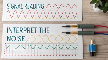 Detailed visual guide on signal reading and noise interpretation in electronic systems with wave patterns and instruments