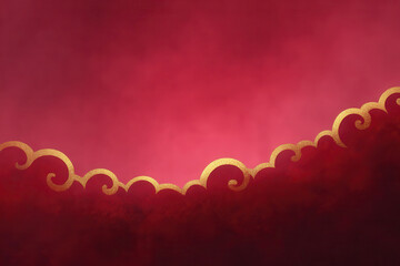 Red background gold wave decorative elegant festive luxury abstract border pattern celebration suitable for Chinese New Year or festive invitation design with rich and joyful atmosphere