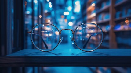 Round Eyeglasses with Bokeh Background