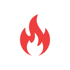 Red Fire Flames Symbol on White Transparent Background. Simple Design