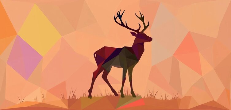 Geometric shapes form a stylized deer silhouette, pattern, square