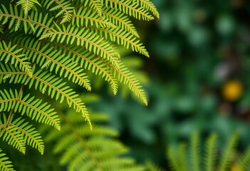 Fototapeta premium Intricate fern fronds, varied textures, blurred background creates depth, detail, design