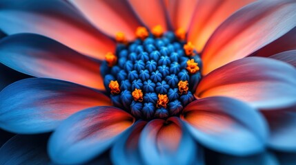 Macro Abstract Blue and Orange Flower Petals